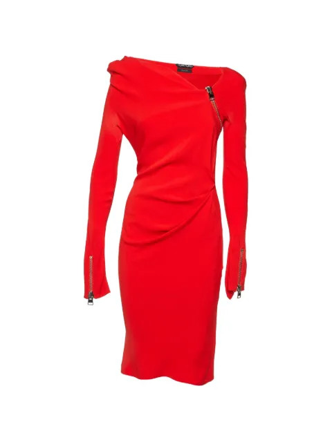 Tom Ford Vintage draped zip-detail short dress Red 1059718