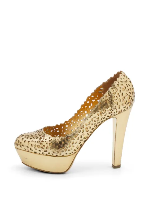 Sergio Rossi leather platform slip-on pumps Gold 688409