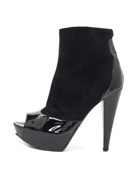 Sergio Rossi Baltimora Peep Toe Platform Ankle Boots Black 866656