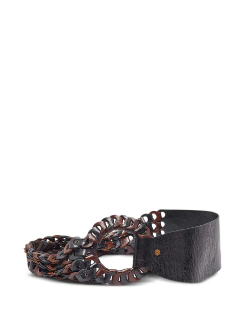 Kenzo Pre-Owned link-leather round-buckle belt Brown 893149