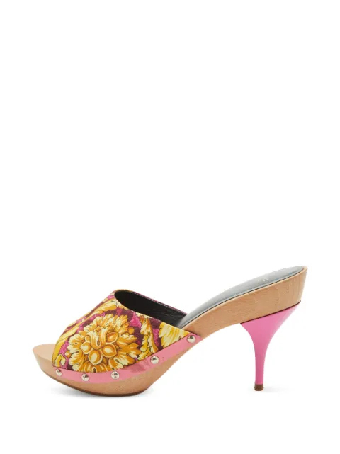 Versace Pre-Owned floral-print platform slip-on clogs Pink 1318021