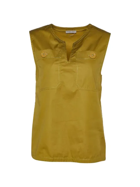 Bottega Veneta Pre-Owned sleeveless chest-pockets cotton blouse Green 1003301