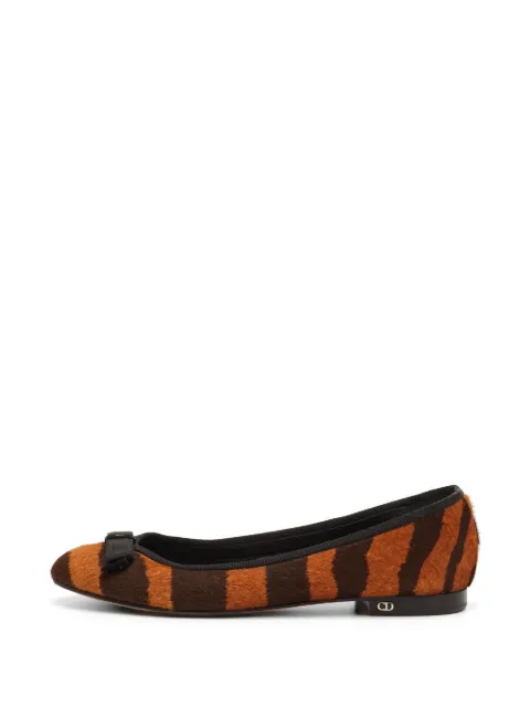 Christian Dior Pre-Owned striped bow ballet flats Orange 1252289