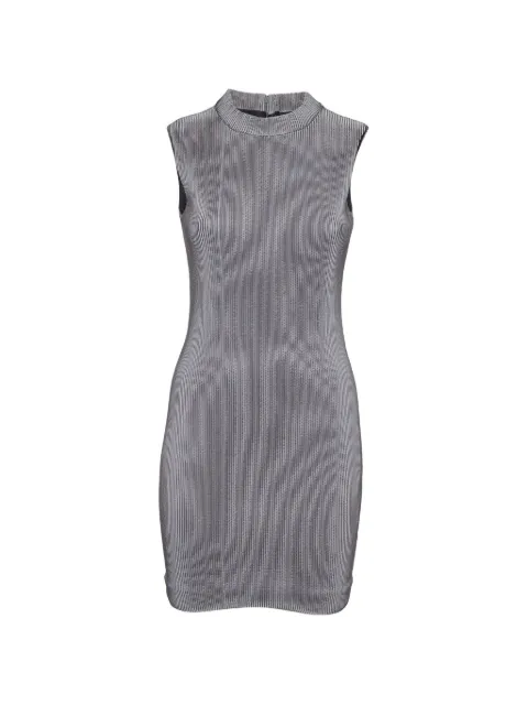 Neil Barrett textured-jersey striped mini dress Grey 1114520