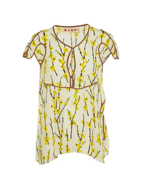 Marni Pre-Owned printed silk crepe top Neutrals 1152158