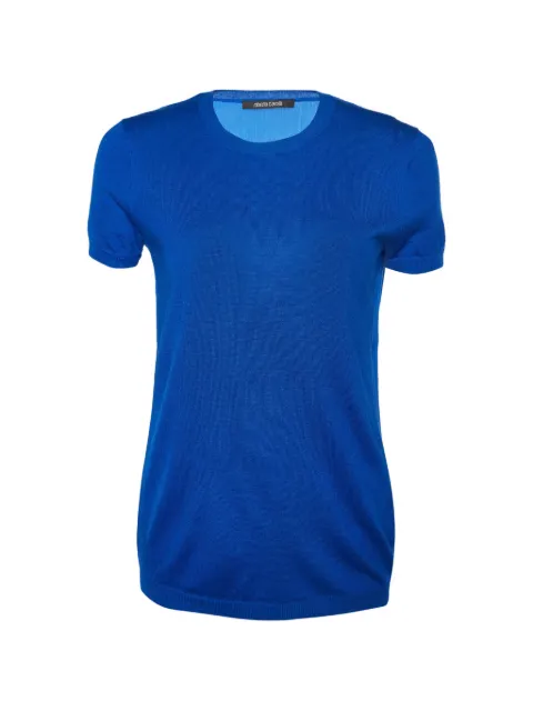 Roberto Cavalli Vintage short-sleeved fine-knit T-shirt Blue 946962
