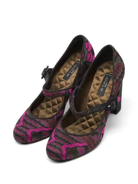 Etro Pre-Owned brocade buckle-fastening pumps Purple 964863
