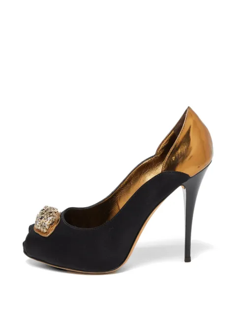 Giuseppe Zanotti Vintage crystal-embellished peep-toe pumps Black 887365