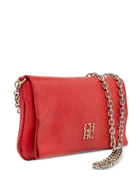 Carolina Herrera Vintage logo-plaque chain-link shoulder bag Red 1021306