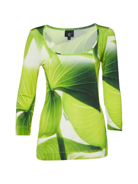 Just Cavalli Vintage leaf-print scoop-neck top Green 1073702