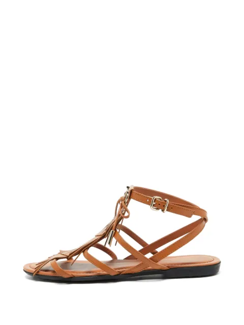 Tod's Vintage fringed logo sandals Brown 1076541