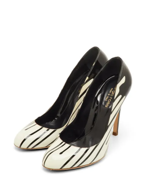 Sergio Rossi drip-paint patent leather pumps Neutrals 1252266