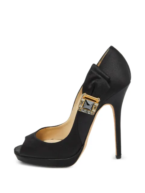 Jimmy Choo Pre-Owned bow-detail peep-toe pumps Black 1050951