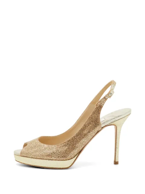 Jimmy Choo Pre-Owned glitter peep-toe sandals Gold 1324625