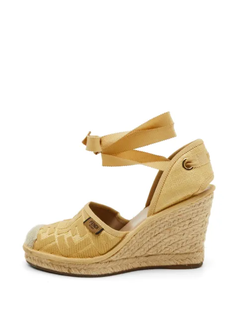 Fendi Pre-Owned Zucca raffia heeled espadrilles Yellow 1338395