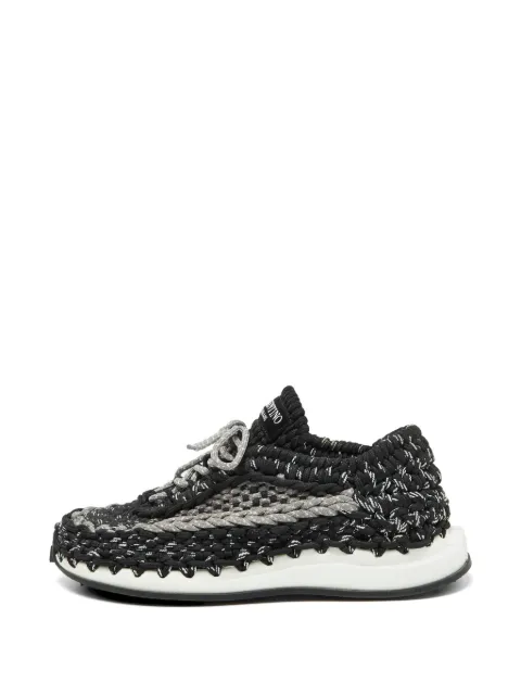 Valentino Garavani Pre-Owned crochet low sneakers Black 1084273