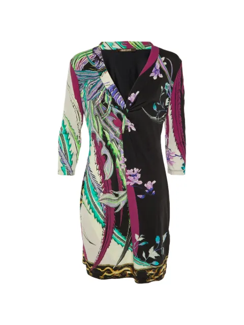 Roberto Cavalli Vintage abstract floral-print knotted mini dress Black 1197959