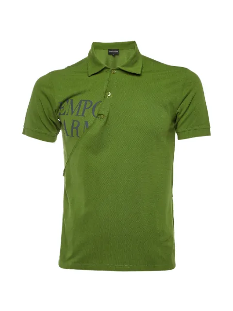 Emporio Armani Pre-Owned asymmetric-detail logo polo shirt Green 1336498