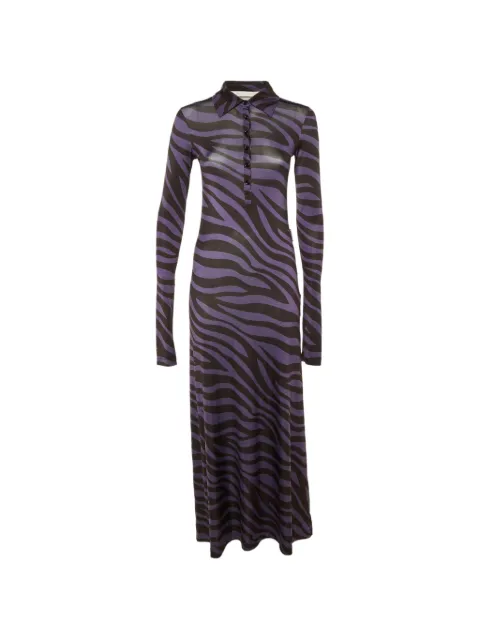 Palm Angels maxi zebra-print polo dress Purple 1213505