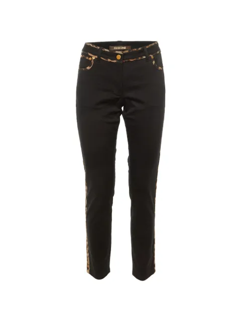 Roberto Cavalli Vintage leopard-print trim slim-fit trousers Black 1218014