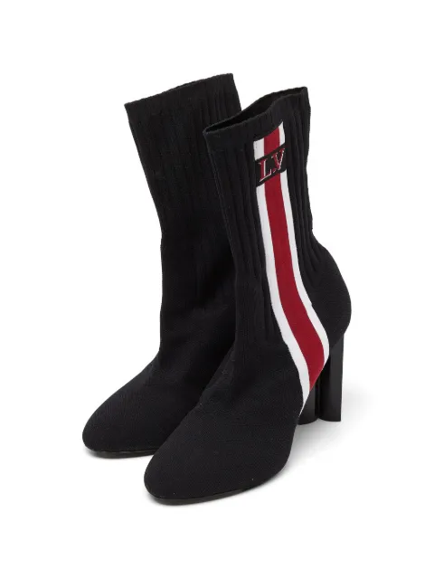 Louis Vuitton Pre-Owned Silhouette heeled sock ankle boots Black 920354