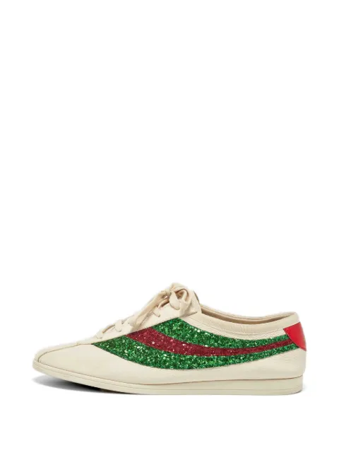 Gucci Pre-Owned Falacer glitter-stripe sneakers Neutrals 1046879