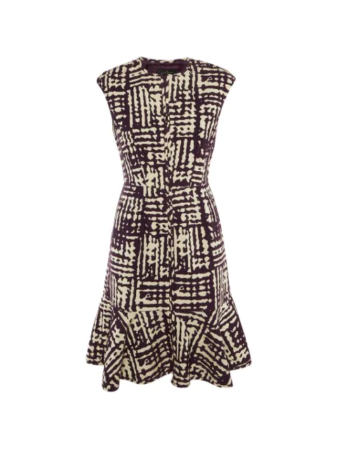 Carolina Herrera Vintage patterned flounced-hem mini dress Purple 1228138