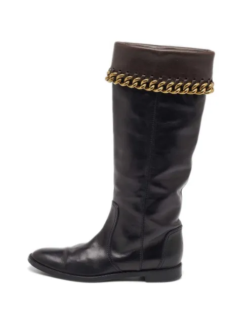 Sergio Rossi chain-detail calf-length boots Brown 1194798