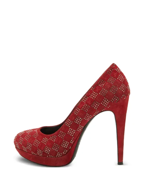 Loriblu crystal-embellished suede heeled pumps Red 930748