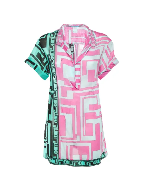 PUCCI Pre-Owned geometric-print sheer top Pink 1186714