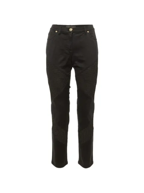 Versace Pre-Owned mesh-panelled slim-fit jeans Black 1218038