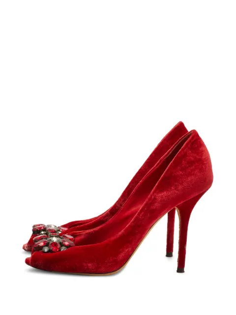 Dolce & Gabbana Pre-Owned Taormina crystal-embellished heeled pumps Red 1230032