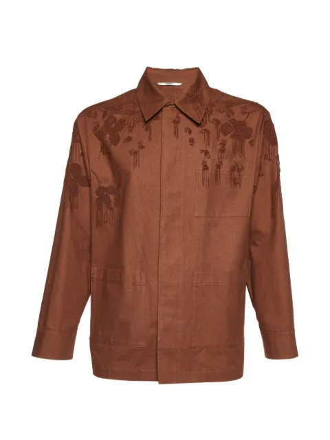 Valentino Garavani Pre-Owned bead-embellished shirt jacket Brown 1060628