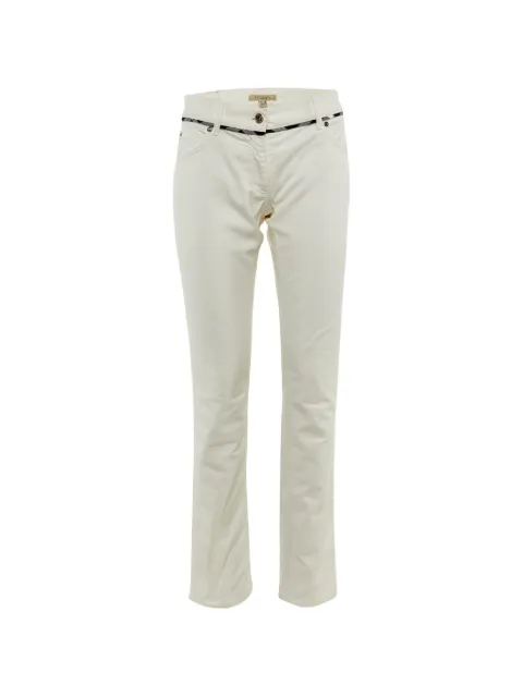 Burberry Pre-Owned straight-fit check-trim jeans White 1228307