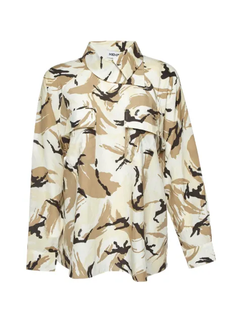 Kenzo Pre-Owned camouflage-print asymmetric shirt Neutrals 1014933
