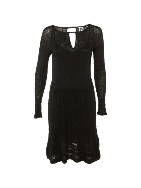 Missoni Pre-Owned long-sleeve textured-knit wool midi dress Black 1233146
