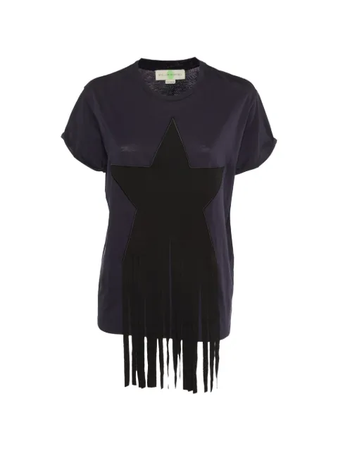 Stella McCartney Pre-Owned star-motif fringed T-shirt Blue 1152052