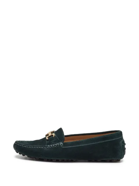 Ferragamo Pre-Owned Gancini suede loafers Green 1285640