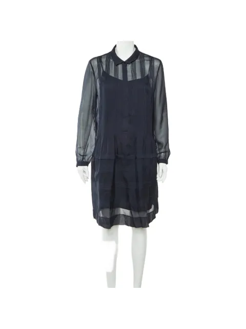 Burberry Pre-Owned pintucked silk midi dress Blue 1294903