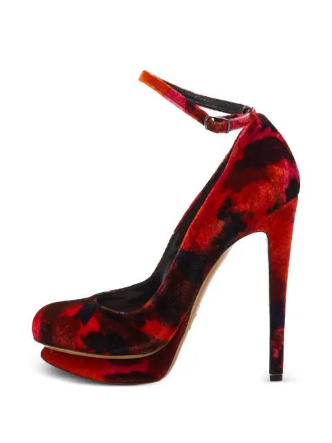 Nicholas Kirkwood x Erdem velvet platform pumps Red 1224116