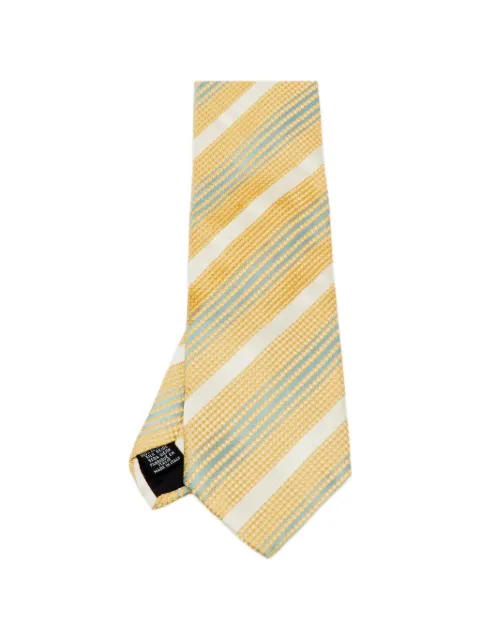BOSS diagonal-print silk tie Yellow 1220808
