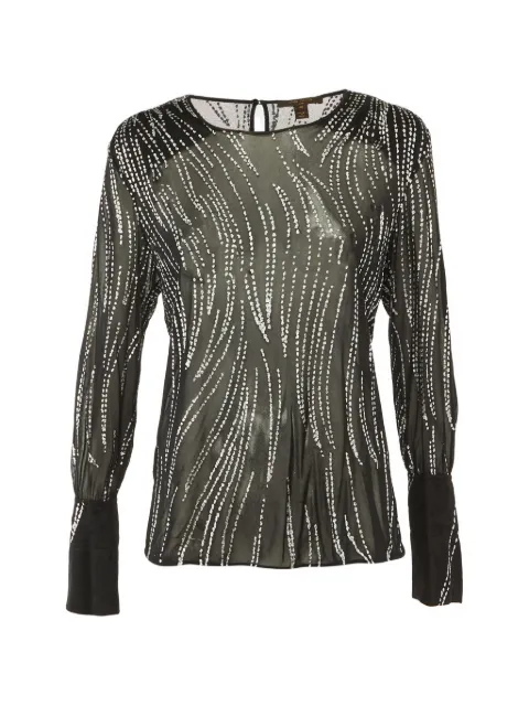 Louis Vuitton Pre-Owned glitter-print sheer top Black 1233960