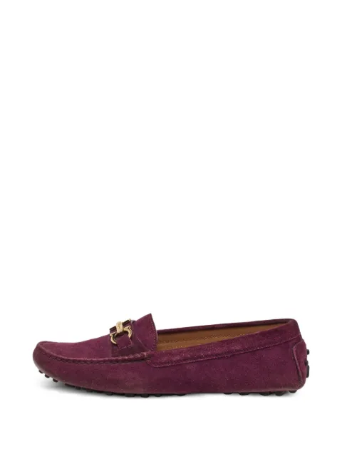 Ferragamo Pre-Owned Gancini suede loafers Purple 1285664