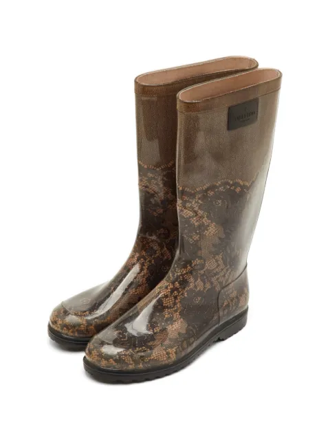 Valentino Garavani Pre-Owned lace-print boots Black 1299614