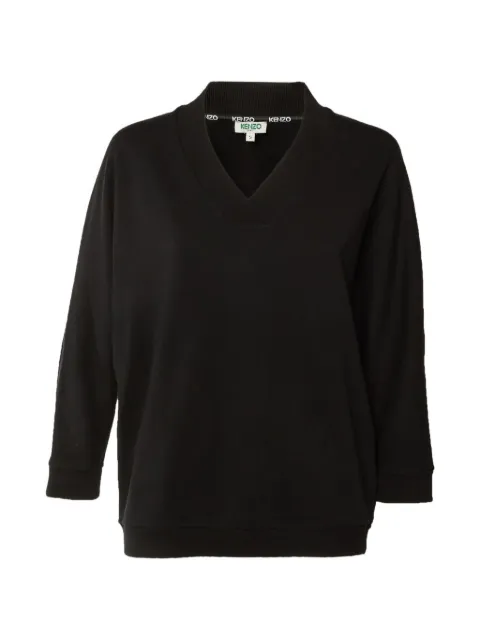 Kenzo Pre-Owned logo-appliqué V-neck sweatshirt Black 1241636