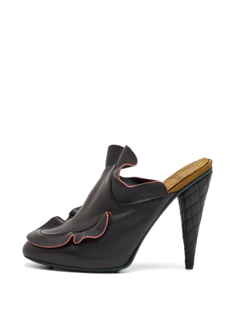 Fendi Pre-Owned Waves ruffle platform mules Black 1281176