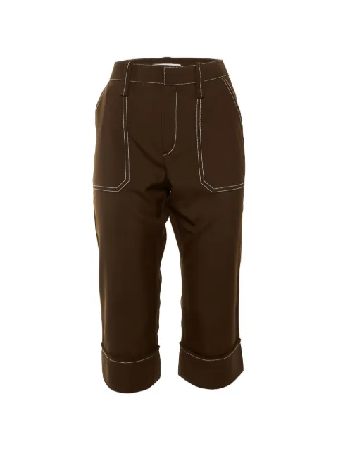 Chloé Pre-Owned contrast-stitch cropped trousers Brown 1267204