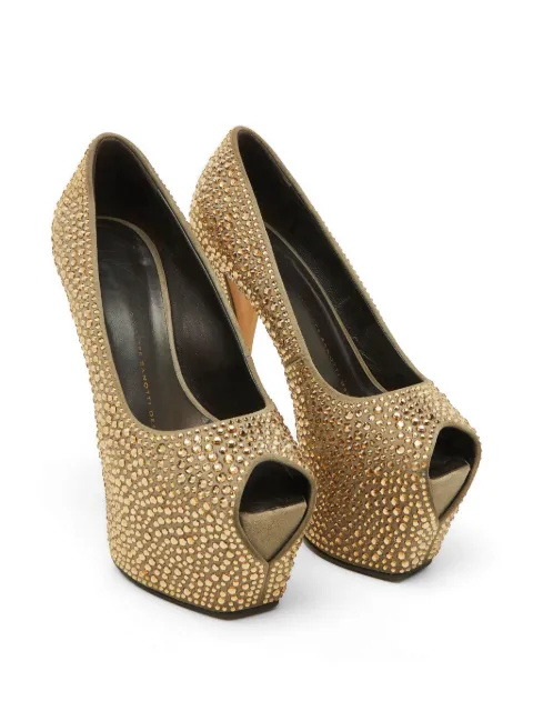 Giuseppe Zanotti Vintage crystal-embellished platform pumps Grey 1132858