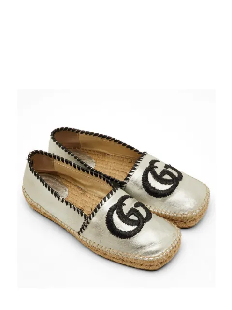 Gucci Pre-Owned GG Raffia espadrilles Silver 1302621