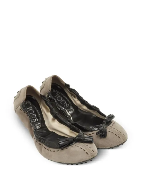 Tod's Vintage tassel scrunched ballet flats Neutrals 1293052